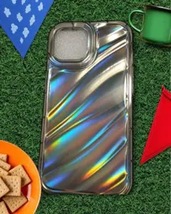 新品未使用！iPhone15ケース　オーロラ　ブラック　黒　スマホケース