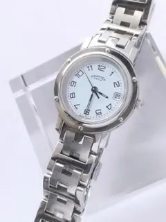 ⭐️綺麗 エルメス 片開き クリッパー 白 3針 レディース腕時計 着物 極美品