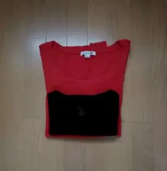 Forever 21 オレンジドルマンスリーブニットとGU黒Tシャツセット
