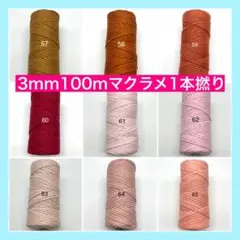 【2本目以降割引あり】3mm マクラメ 1本撚り カラー ロープ 紐 糸 BB