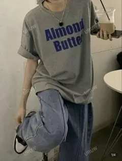 文字グラフィック ドロップショルダーオーバーサイズシャツ