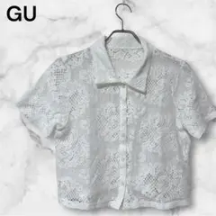 『GU』 ジーユー (L) / レディース レース コンパクトシャツ ショート丈