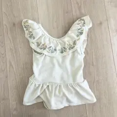 【90cm】ベビー 水着 女の子 フリル ホワイト
