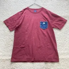 Lee リー　Tシャツ　半袖　綿　デニムポケット　クルーネック　ボルドー　L