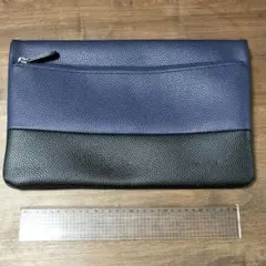 グローバルワーク レザー調 クラッチバッグ ネイビー