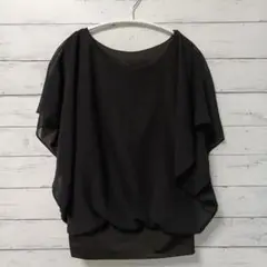 muku シフォン チュール トップス 半袖 シャツ ブラック Mサイズ