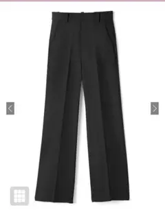ブラック ワイドパンツ センタープレス