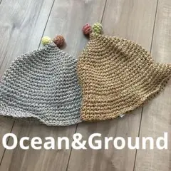 Ocean&Ground ポンポン付き麦わら帽子 50cm 2個セット