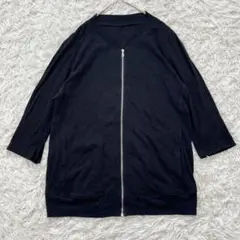 【シュリセルSCHLUSSEL】ジップアップトップス　七分袖　薄手素材　黒お兄系