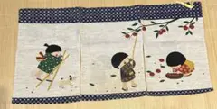 昭和レトロ　子供のイラストのれん グレー ネイビー