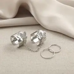 新品☆安心のメルカリ便☆ セットリング 指輪 蝶 4個セット☆シルバー ☆z