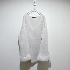 【ヘザー】Vネックオーバーサイズウール混ニット　ベージュ　フリーサイズ　ゆったり