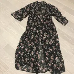 シースルー　花柄ロングガウン　ワンピース