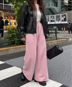 Kastane オーバーダイスウェットパンツ ピンク