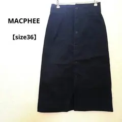 MACPHEE ネイビー ボタン付き タイトスカートsize36コットン100%