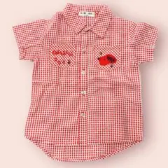 子供服　チェックシャツ　95 赤　昭和レトロ　ポップ　ヴィンテージ　キッズ　古着