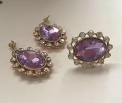 ビジュー 帯留め ピアス セット