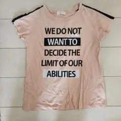 ピンク メッセージプリント Tシャツ160