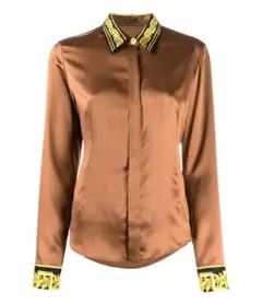 美品 Versace バロックシャツ ブラウス ブラウン 38