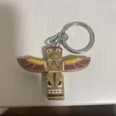 トーテムポール風木製キーホルダー