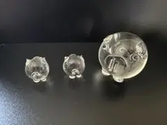 ガラス製豚オブジェ3個セット