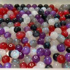 8mmプラスチックグリッタービーズ250個mix