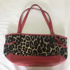 コーチ COACH トートバッグ レオパード柄×赤 F23278