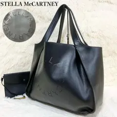 ステラマッカートニー トートバッグ A4 パンチングロゴ 黒 フェイクレザー