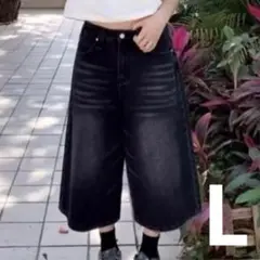 ジョーツ　デニム　ハーフパンツ　ショートパンツ　ワイド　ジーンズ　ブラック　L