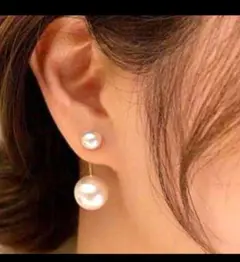 パールピアス チェーンピアス ダブルパールピアス ゆれるピアス 結婚式