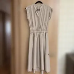 春夏ノースリーブシャツワンピース ベージュ