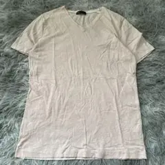 美品✨リネン混❗【BG】 薄ピンク Vネック Tシャツ L 大きいサイズ