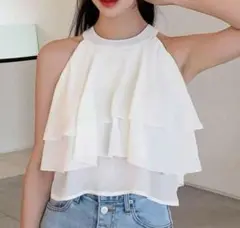 シフォンブラウス クロップトップス SHEIN 18054661