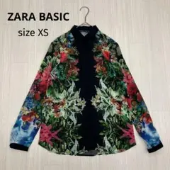 ZARA BASIC ザラベーシック ハイビスカス シアー シャツ 長袖 XS