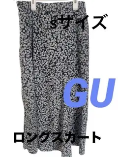 GU 花柄ロングスカート Sサイズ　黒