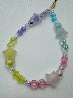 カラフル 星×花 ストラップ