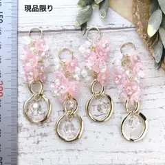 スワロフスキー✳︎フラワー＆スワロ＊オリジナルチャーム　2ペア4個　no.381