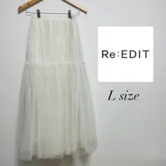 Re:EDIT リエディ フリルギャザーチュールスカート ホワイト