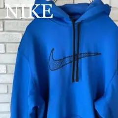 NIKEビック刺繍 ◆ナイキ パーカー トレーナー スェット ブルー L