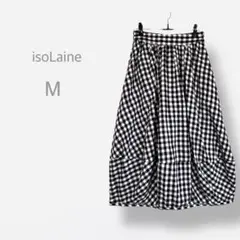 【isoLaine】　美品　バルーンスカート　ギンガムチェック　ウエストゴム
