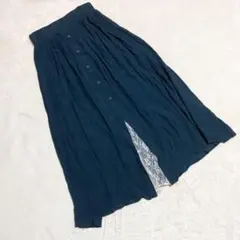 ANDSEARCH アンドサーチ ＊ スカート ロング丈 フレア ネイビー M