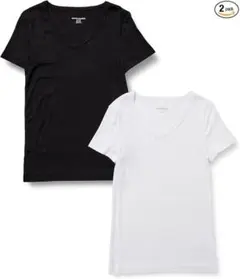 【新品・未使用】2枚組✨Amazon Tシャツ 2XL Vネック 半袖 黒 白