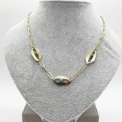 ■新品■ 18K GP ターコイズ ゴールド ネックレス ペンダント 柄 アート