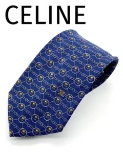 セリーヌ　CELINE  ネクタイ　ネイビープリント