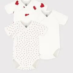 PETIT BATEAU ハート柄ロンパース3枚セット