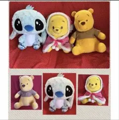 スティッチとプーさんのぬいぐるみ3体セット