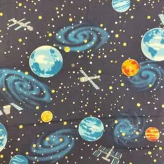 ポプリン生地　宇宙柄ネイビー