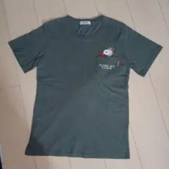 メンズ　M スヌーピーTシャツ カーキ