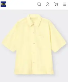 美品［GU ］＊オーバーサイズワークシャツ＊(5分袖) YELLOW / S