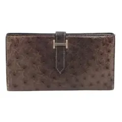 HERMES エルメス ベアン オーストリッチ ゴールド金具